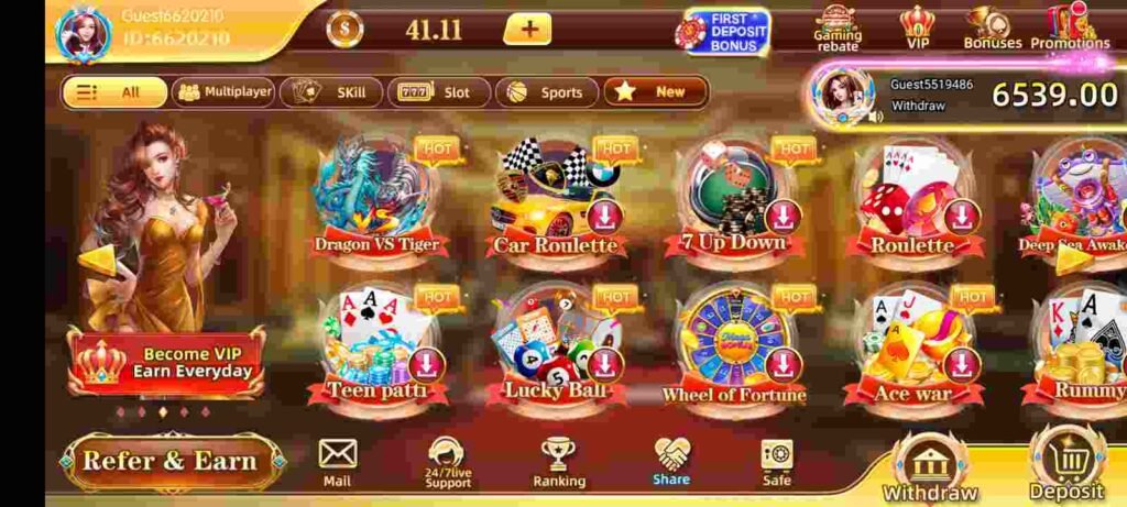 Available Game In Teen Patti Earn Apk